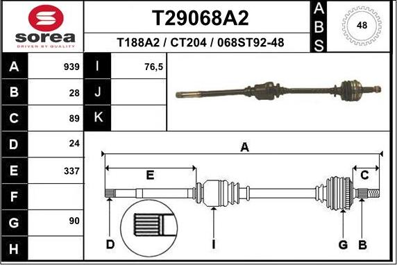 EAI T29068A2 - Piedziņas vārpsta autodraugiem.lv