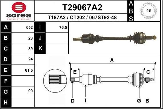 EAI T29067A2 - Piedziņas vārpsta autodraugiem.lv