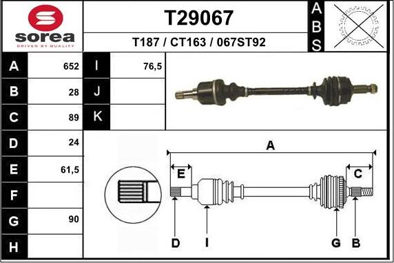 EAI T29067 - Piedziņas vārpsta autodraugiem.lv