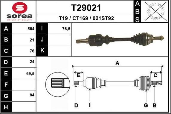 EAI T29021 - Piedziņas vārpsta autodraugiem.lv