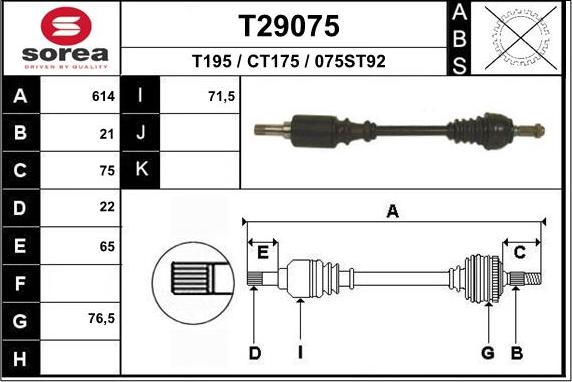 EAI T29075 - Piedziņas vārpsta autodraugiem.lv