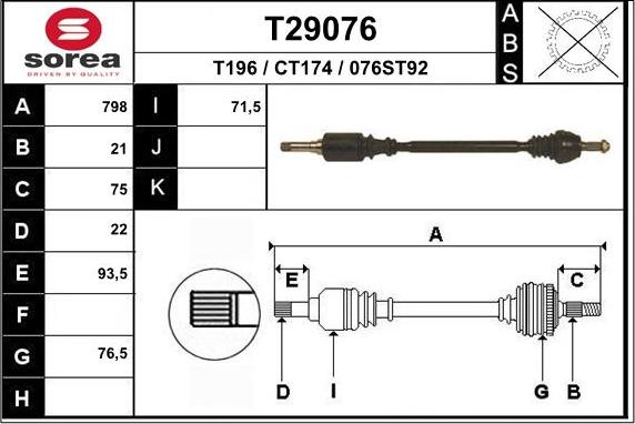 EAI T29076 - Piedziņas vārpsta autodraugiem.lv