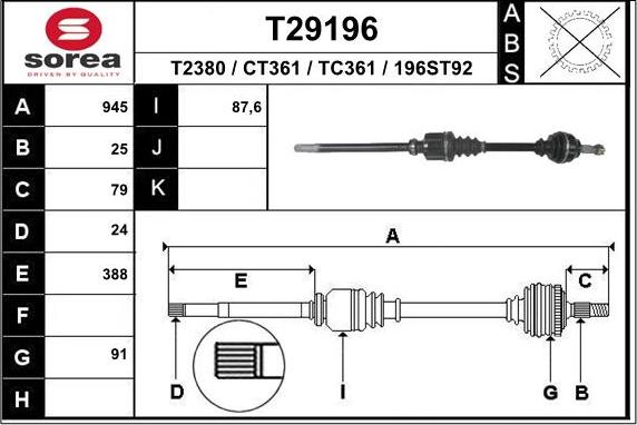 EAI T29196 - Piedziņas vārpsta autodraugiem.lv