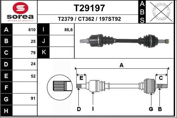 EAI T29197 - Piedziņas vārpsta autodraugiem.lv