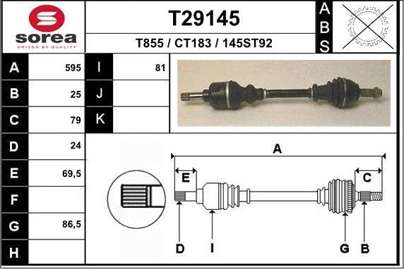 EAI T29145 - Piedziņas vārpsta autodraugiem.lv