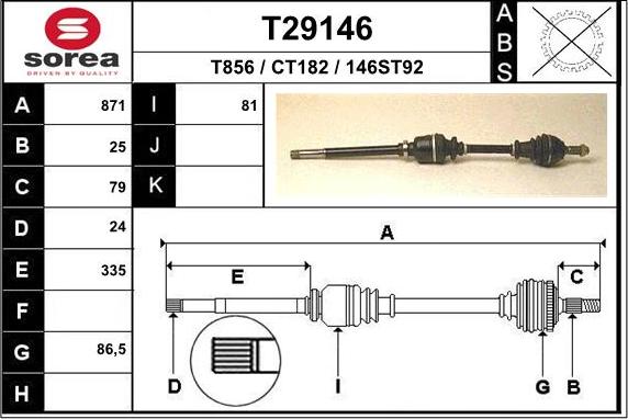 EAI T29146 - Piedziņas vārpsta autodraugiem.lv