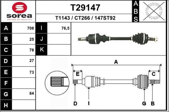 EAI T29147 - Piedziņas vārpsta autodraugiem.lv