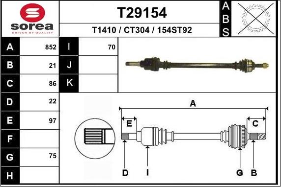 EAI T29154 - Piedziņas vārpsta autodraugiem.lv