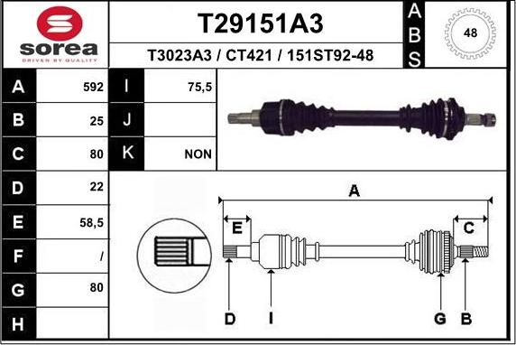 EAI T29151A3 - Piedziņas vārpsta autodraugiem.lv