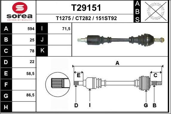 EAI T29151 - Piedziņas vārpsta autodraugiem.lv