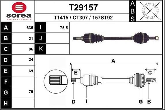 EAI T29157 - Piedziņas vārpsta autodraugiem.lv