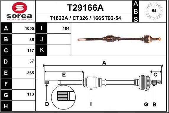 EAI T29166A - Piedziņas vārpsta autodraugiem.lv