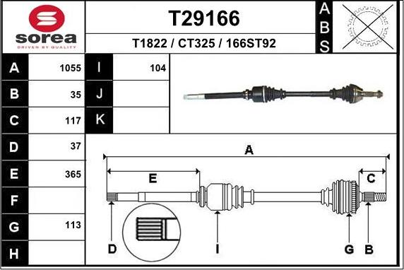 EAI T29166 - Piedziņas vārpsta autodraugiem.lv