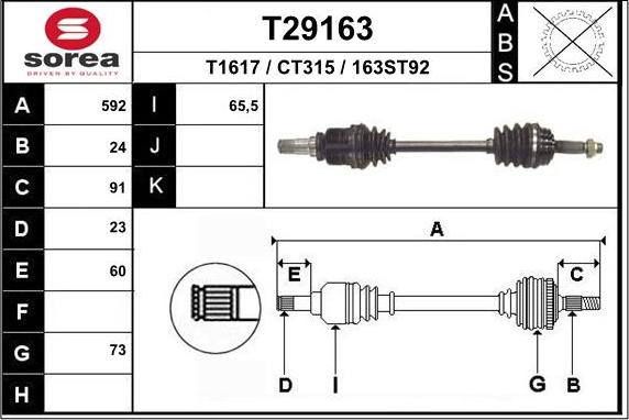 EAI T29163 - Piedziņas vārpsta autodraugiem.lv