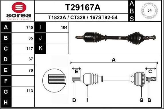 EAI T29167A - Piedziņas vārpsta autodraugiem.lv