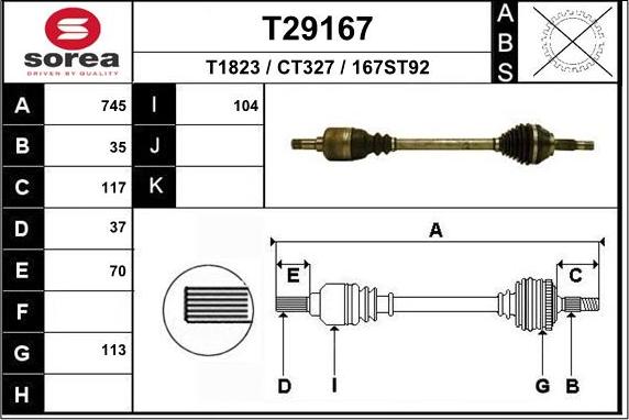 EAI T29167 - Piedziņas vārpsta autodraugiem.lv