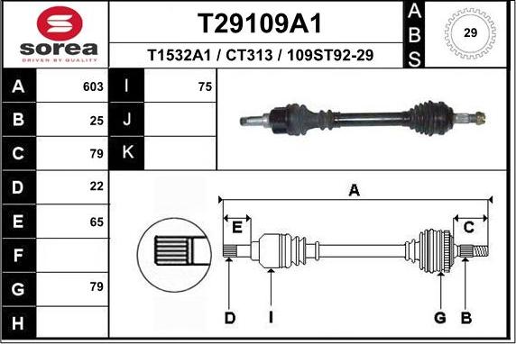 EAI T29109A1 - Piedziņas vārpsta autodraugiem.lv