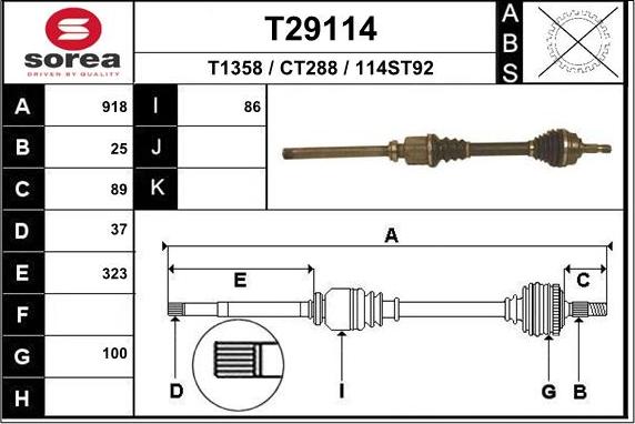 EAI T29114 - Piedziņas vārpsta autodraugiem.lv