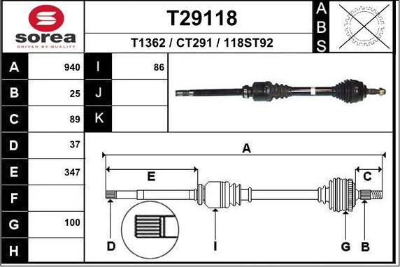 EAI T29118 - Piedziņas vārpsta autodraugiem.lv