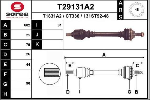 EAI T29131A2 - Piedziņas vārpsta autodraugiem.lv