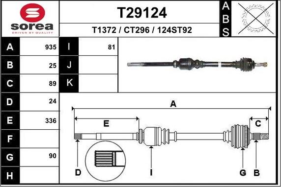 EAI T29124 - Piedziņas vārpsta autodraugiem.lv