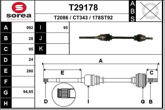 EAI T29178 - Piedziņas vārpsta autodraugiem.lv