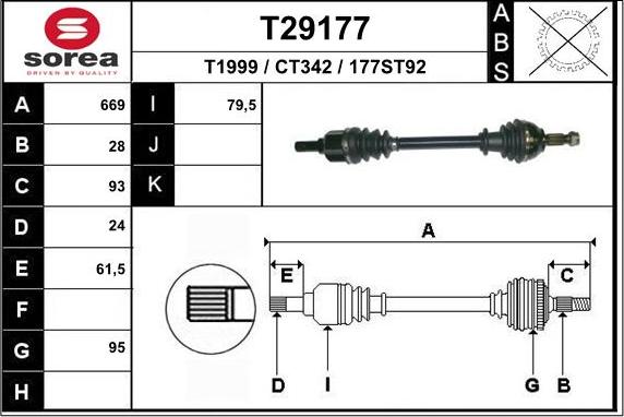 EAI T29177 - Piedziņas vārpsta autodraugiem.lv