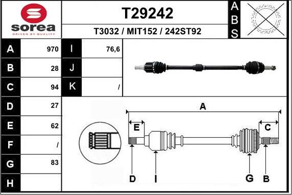 EAI T29242 - Piedziņas vārpsta autodraugiem.lv