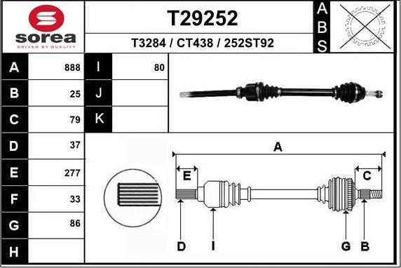 EAI T29252 - Piedziņas vārpsta autodraugiem.lv