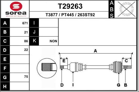 EAI T29263 - Piedziņas vārpsta autodraugiem.lv