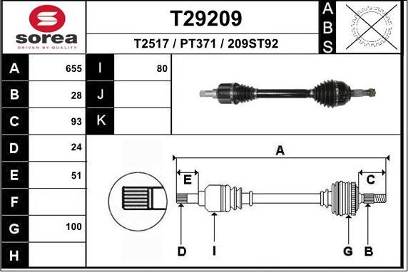 EAI T29209 - Piedziņas vārpsta autodraugiem.lv