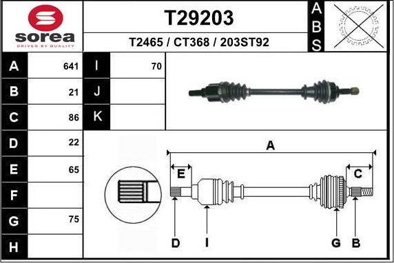 EAI T29203 - Piedziņas vārpsta autodraugiem.lv