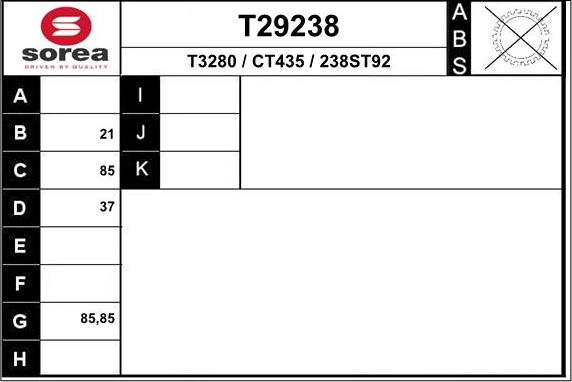 EAI T29238 - Piedziņas vārpsta autodraugiem.lv