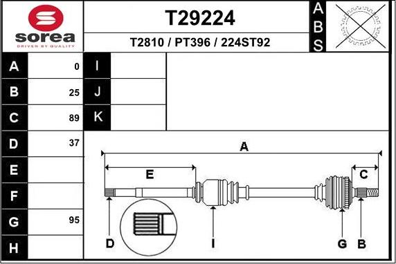 EAI T29224 - Piedziņas vārpsta autodraugiem.lv