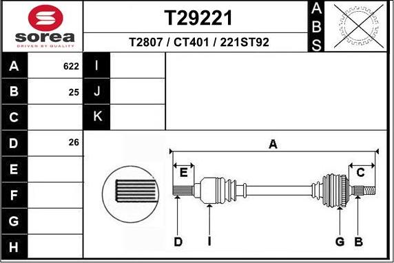 EAI T29221 - Piedziņas vārpsta autodraugiem.lv