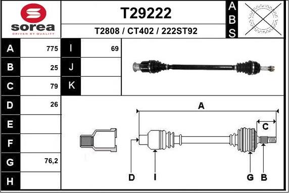 EAI T29222 - Piedziņas vārpsta autodraugiem.lv