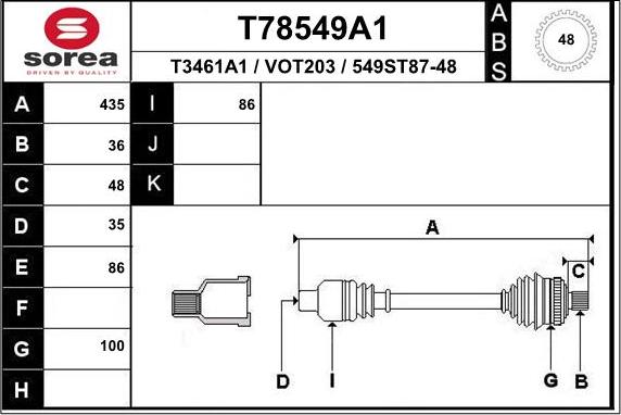 EAI T78549A1 - Piedziņas vārpsta autodraugiem.lv