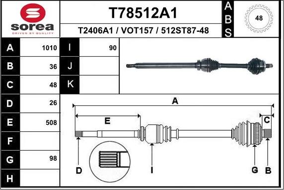 EAI T78512A1 - Piedziņas vārpsta autodraugiem.lv