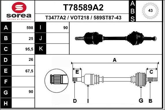 EAI T78589A2 - Piedziņas vārpsta autodraugiem.lv