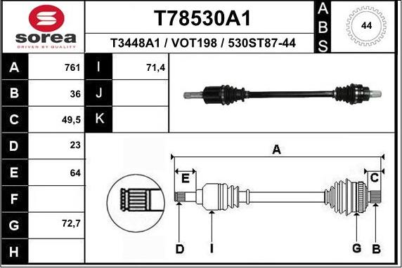 EAI T78530A1 - Piedziņas vārpsta autodraugiem.lv