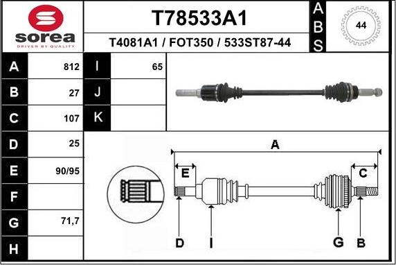 EAI T78533A1 - Piedziņas vārpsta autodraugiem.lv