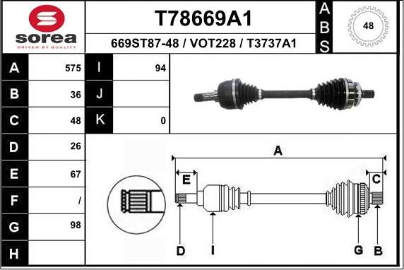 EAI T78669A1 - Piedziņas vārpsta autodraugiem.lv