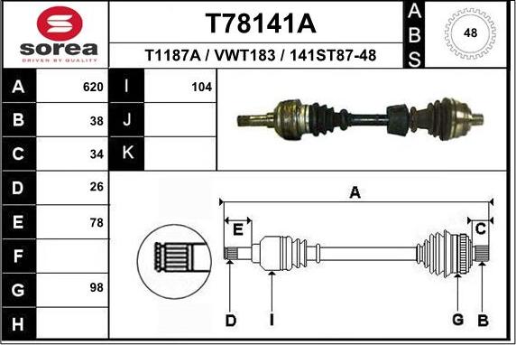 EAI T78141A - Piedziņas vārpsta autodraugiem.lv