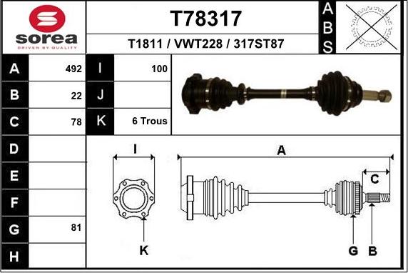 EAI T78317 - Piedziņas vārpsta autodraugiem.lv