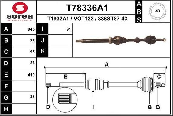 EAI T78336A1 - Piedziņas vārpsta autodraugiem.lv