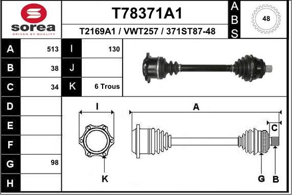 EAI T78371A1 - Piedziņas vārpsta autodraugiem.lv