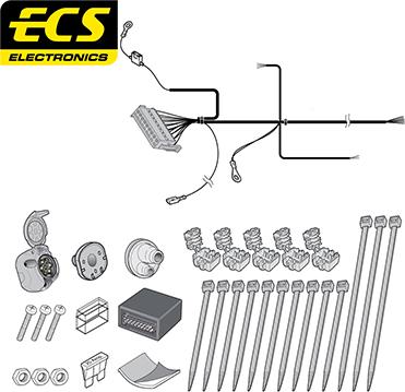 ECS BW017B1U - Elektrokomplekts, Piekabes aprīkojums autodraugiem.lv