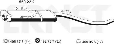 ERNST 550222 - Vidējais izpl. gāzu trokšņa slāpētājs autodraugiem.lv