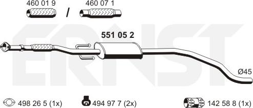 ERNST 551052 - Vidējais izpl. gāzu trokšņa slāpētājs autodraugiem.lv
