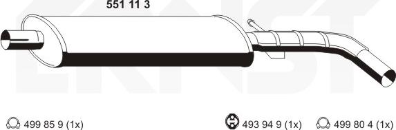 ERNST 551113 - Vidējais izpl. gāzu trokšņa slāpētājs autodraugiem.lv